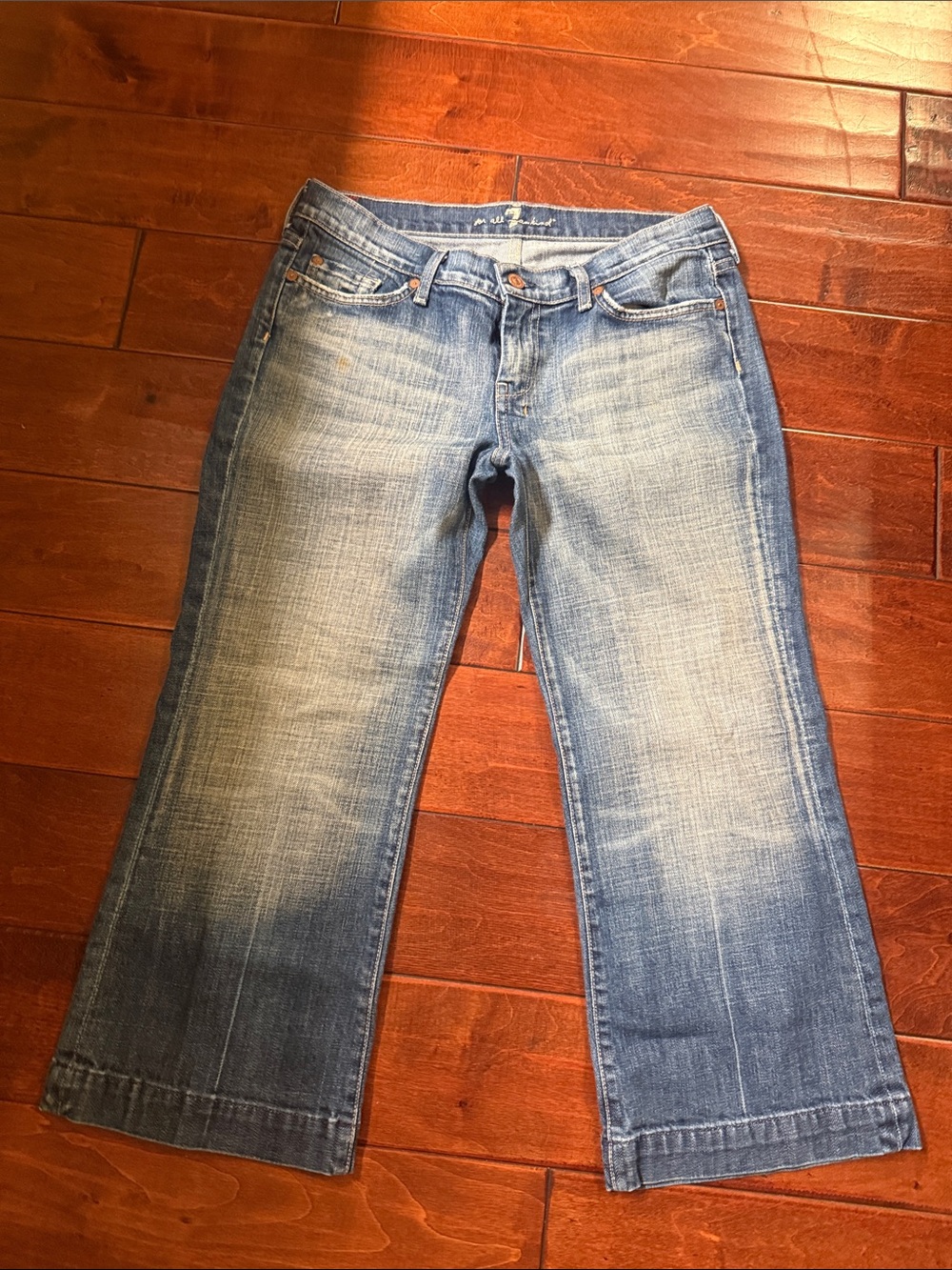 7 For All Mankind Women's Light Blue Wide Leg Jeans